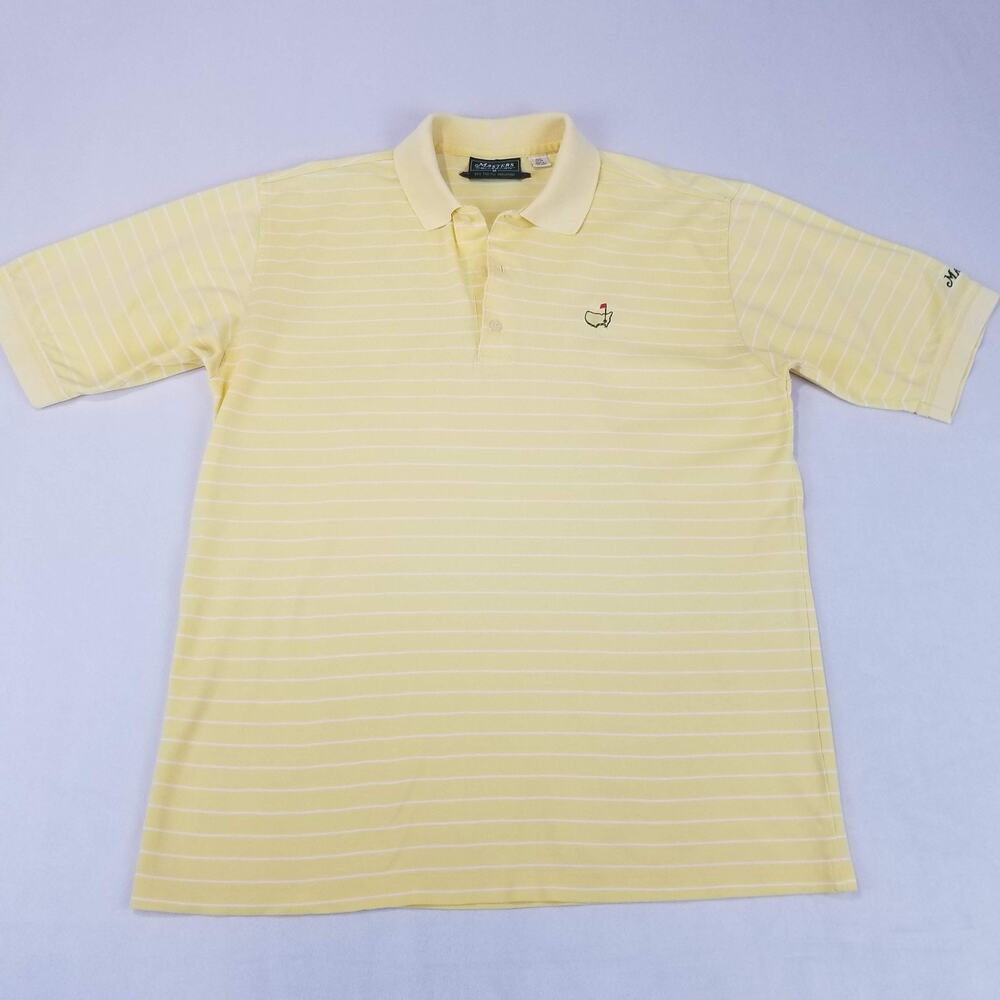 Masters Collection Polo Shirt Mens Medium Augusta National Yellow White Striped - Picture 10 of 10